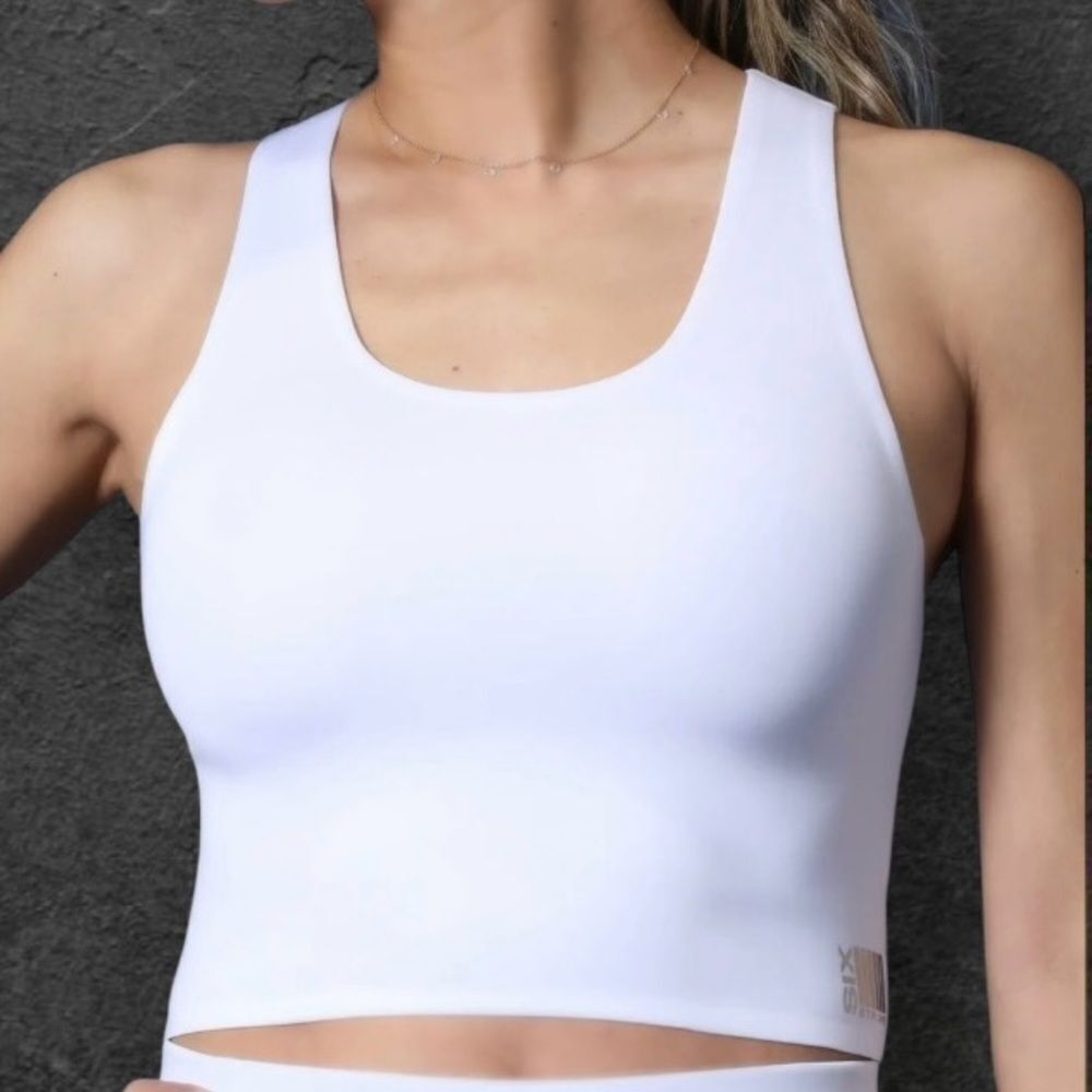 Ultracor 6Stripe Plush Hydra Crop Tank Top in White Women’s Size L NWOT